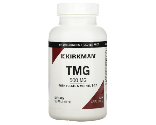 Kirkman Labs, TMG, с фолиновой кислотой и метиловым B-12, 500 мг, 120 капсул Kirkman Labs, TMG, с фолиновой кислотой и метиловым B-12, 500 мг, 120 капсул