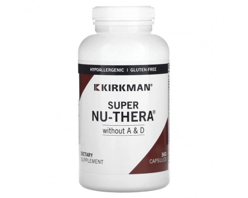 Витаминно-минеральные комплексы Kirkman Labs, Super Nu-Thera без A & D, 360 капсул Витаминно-минеральные комплексы Kirkman Labs, Super Nu-Thera без A & D, 360 капсул