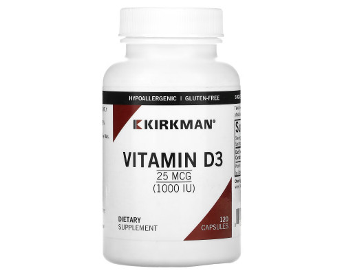 Kirkman Labs, Витамин D-3, 1000 МЕ, 120 капсул Kirkman Labs, Витамин D-3, 1000 МЕ, 120 капсул
