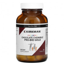 Детское здоровье Kirkman Labs, Детские жевательные таблетки Pro-Bio Gold, шоколад, 90 таблеток
