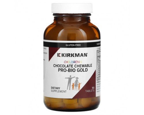 Детское здоровье Kirkman Labs, Детские жевательные таблетки Pro-Bio Gold, шоколад, 90 таблеток Детское здоровье Kirkman Labs, Детские жевательные таблетки Pro-Bio Gold, шоколад, 90 таблеток