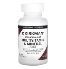 Витаминно-минеральные комплексы Kirkman Labs, Мультивитамины и минералы для взрослых с 5-МТГФ, 180 капсул