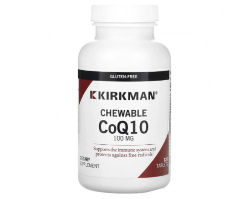 Коэнзим Q10 Kirkman Labs, Жевательный коэнзим Q10, 100 мг, 120 таблеток Коэнзим Q10 Kirkman Labs, Жевательный коэнзим Q10, 100 мг, 120 таблеток