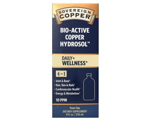 Sovereign Silver, Bio-Active Copper Hydrosol, 10 PPM, 8 oz (236 ml) Sovereign Silver, Bio-Active Copper Hydrosol, 10 PPM, 8 oz (236 ml)