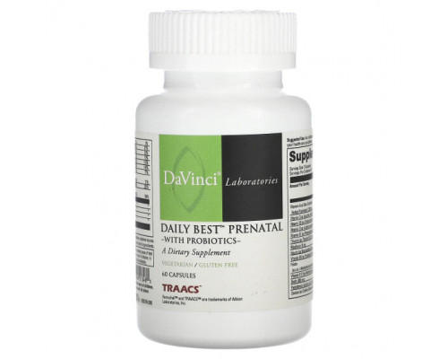 Женское здоровье DaVinci Laboratories of Vermont, Daily Best Prenatal с пробиотиками, 60 капсул Женское здоровье DaVinci Laboratories of Vermont, Daily Best Prenatal с пробиотиками, 60 капсул