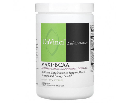 Аминокислоты DaVinci Laboratories of Vermont, Maxi-BCAA, смесь для порошковых напитков, малиновый лимонад, 375 г (13,23 унции) Аминокислоты DaVinci Laboratories of Vermont, Maxi-BCAA, смесь для порошковых напитков, малиновый лимонад, 375 г (13,23 унции)