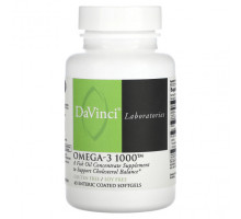 Рыбий жир и Омега 3, 6, 9 DaVinci Laboratories of Vermont, Омега-3, 1000, 45 мягких таблеток, покрытых кишечнорастворимой оболочкой