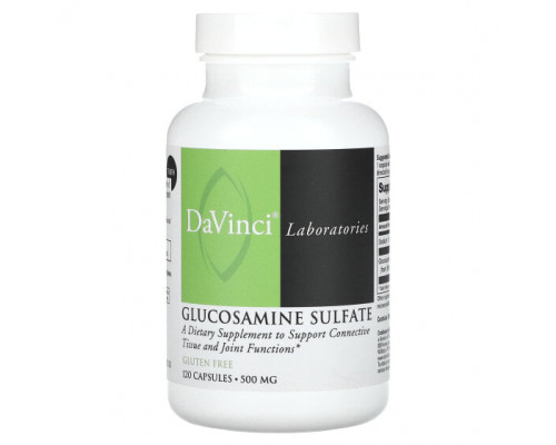 Для мышц и суставов DaVinci Laboratories of Vermont, Сульфат глюкозамина, 500 мг, 120 капсул Для мышц и суставов DaVinci Laboratories of Vermont, Сульфат глюкозамина, 500 мг, 120 капсул
