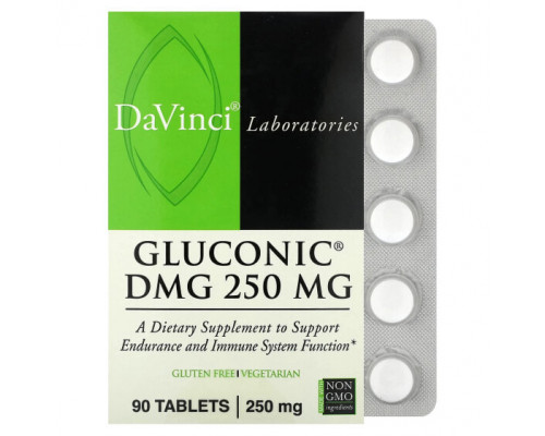 Аминокислоты DaVinci Laboratories of Vermont, Глюконик DMG, 250 мг, 90 таблеток Аминокислоты DaVinci Laboratories of Vermont, Глюконик DMG, 250 мг, 90 таблеток
