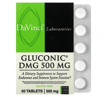 Аминокислоты DaVinci Laboratories of Vermont, Глюконик DMG, 500 мг, 60 таблеток