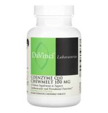 Коэнзим Q10 DaVinci Laboratories of Vermont, Жевательный порошок коэнзим Q10, 100 мг, 60 легко растворяющихся жевательных таблеток