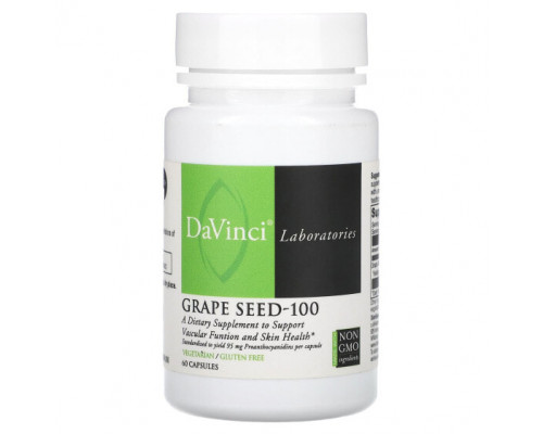 Антиоксиданты DaVinci Laboratories of Vermont, Виноградные косточки - 100, 60 капсул Антиоксиданты DaVinci Laboratories of Vermont, Виноградные косточки - 100, 60 капсул