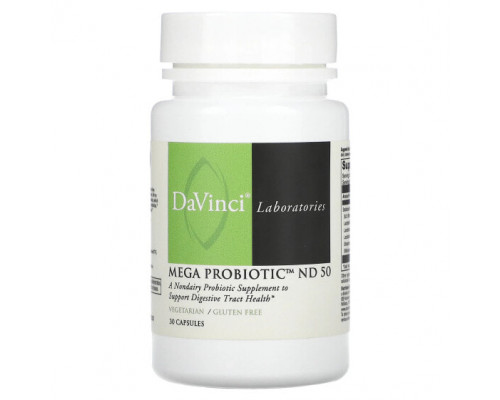 Пребиотики и пробиотики DaVinci Laboratories of Vermont, Mega Probiotic ND 50, 30 капсул Пребиотики и пробиотики DaVinci Laboratories of Vermont, Mega Probiotic ND 50, 30 капсул