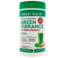 Vibrant Health, Green Vibrance + + 25 миллиардов пробиотиков, версия 16.0, 12,5 унций (354,9 г)