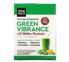 Vibrant Health, Green Vibrance +25 млрд пробиотиков, версия 14.1, 15 пакетов 6,4 унц. (181,5 г)