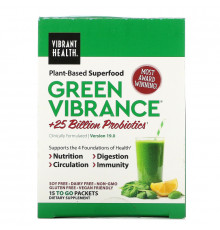 Vibrant Health, Green Vibrance +25 млрд пробиотиков, версия 14.1, 15 пакетов 6,4 унц. (181,5 г)