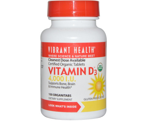 Vibrant Health, Витамин D3, 4,000 МЕ, 100 таблеток Vibrant Health, Витамин D3, 4,000 МЕ, 100 таблеток