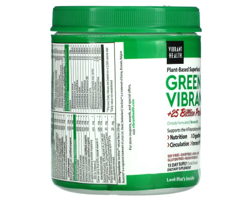 Vibrant Health, Green Vibrance +25 Billion Probiotics, Version 19.1, 5.96 oz (168.9 g) Vibrant Health, Green Vibrance +25 Billion Probiotics, Version 19.1, 5.96 oz (168.9 g)