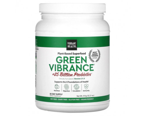 Зелень и зеленые овощи Vibrant Health, Green Vibrance +25 млрд пробиотиков, версия 18.0, 913 г (32,21 унции) Зелень и зеленые овощи Vibrant Health, Green Vibrance +25 млрд пробиотиков, версия 18.0, 913 г (32,21 унции)