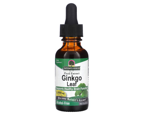 Nature's Answer, Ginkgo Leaf Fluid Extract, Alcohol-Free, 2,000 mg, 1 fl oz (30 ml) Nature's Answer, Ginkgo Leaf Fluid Extract, Alcohol-Free, 2,000 mg, 1 fl oz (30 ml)