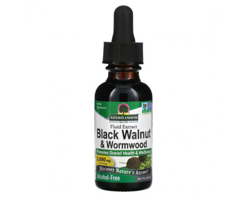 Для пищеварительной системы Black Walnut & Wormwood, Fluid Extract, Alcohol-Free, 2,000 mg, 1 fl oz (30 ml) Для пищеварительной системы Black Walnut & Wormwood, Fluid Extract, Alcohol-Free, 2,000 mg, 1 fl oz (30 ml)