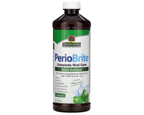 Nature's Answer, PerioBrite, натуральный ополаскиватель для полости рта, прохладная мята, 16 жидких унций (480 мл) Nature's Answer, PerioBrite, натуральный ополаскиватель для полости рта, прохладная мята, 16 жидких унций (480 мл)