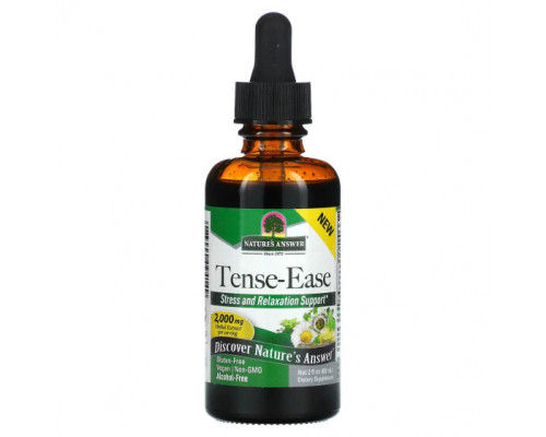 Растительные экстракты и настойки Nature's Answer, Tense-Ease, без спирта, 2000 мг, 60 мл (2 жидк. Унции) Растительные экстракты и настойки Nature's Answer, Tense-Ease, без спирта, 2000 мг, 60 мл (2 жидк. Унции)