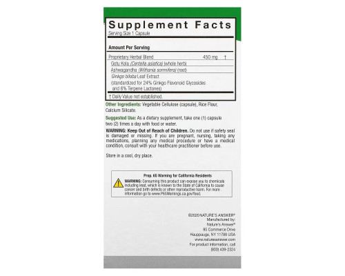 Nature's Answer, Brainstorm 2, Herbal Combination, 450 mg, 90 Vegetarian Capsules Nature's Answer, Brainstorm 2, Herbal Combination, 450 mg, 90 Vegetarian Capsules