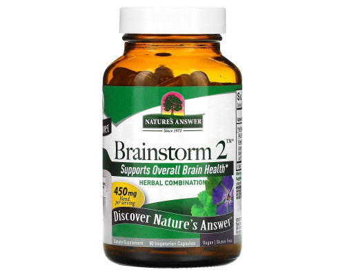 Nature's Answer, Brainstorm 2, Herbal Combination, 450 mg, 90 Vegetarian Capsules Nature's Answer, Brainstorm 2, Herbal Combination, 450 mg, 90 Vegetarian Capsules