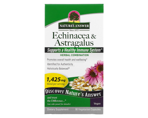 Nature's Answer, Эхинацея и астрагал, 1425 мг, 90 растительных капсул Nature's Answer, Эхинацея и астрагал, 1425 мг, 90 растительных капсул