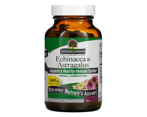 Nature's Answer, Эхинацея и астрагал, 1425 мг, 90 растительных капсул Nature's Answer, Эхинацея и астрагал, 1425 мг, 90 растительных капсул