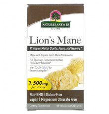 Грибы Lion's Mane, 1,500 mg, 90 Vegetarian Capsules (500 mg per Capsule)
