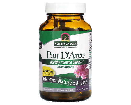 Nature's Answer, По д'Арко, 1000 мг, 90 растительных капсул Nature's Answer, По д'Арко, 1000 мг, 90 растительных капсул