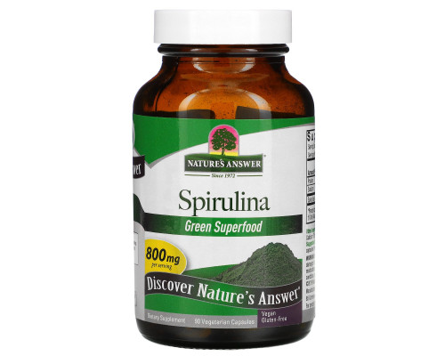 Nature's Answer, Спирулина, 90 капсул в растительной оболочке Nature's Answer, Спирулина, 90 капсул в растительной оболочке