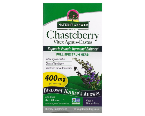 Nature's Answer, Chasteberry, Vitex Agnus-Castus, 400 mg, 90 Vegetarian Capsules Nature's Answer, Chasteberry, Vitex Agnus-Castus, 400 mg, 90 Vegetarian Capsules