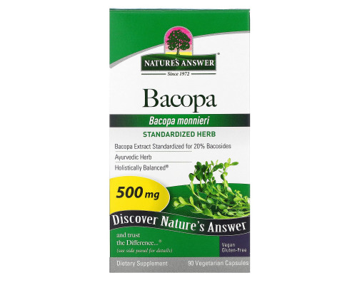 Nature's Answer, Бакопа, 500 мг, 90 вегетарианских капсул Nature's Answer, Бакопа, 500 мг, 90 вегетарианских капсул