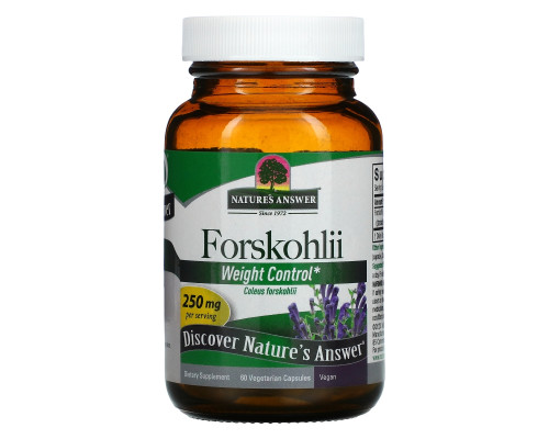 Nature's Answer, Forskohlii, 250 мг, 60 шт., вегетарианские капсулы Nature's Answer, Forskohlii, 250 мг, 60 шт., вегетарианские капсулы