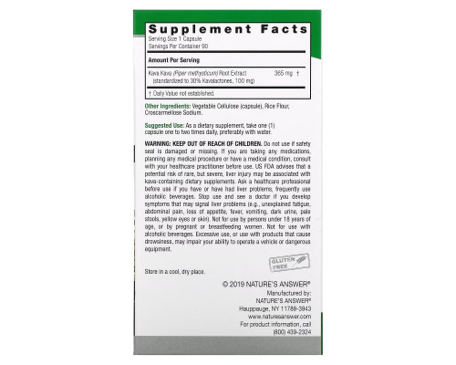 Nature's Answer, Standardized Kava-6 , 90 Vegetarian Capsules Nature's Answer, Standardized Kava-6 , 90 Vegetarian Capsules