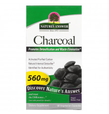 Nature's Answer, Charcoal, Активированный очищенный уголь, 560 мг, 90 растительных капсул