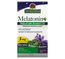 БАДы Nature's Answer, Мелатонин +, 5 мг, 60 вегетарианских капсул