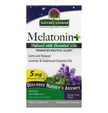 БАДы Nature's Answer, Мелатонин +, 5 мг, 60 вегетарианских капсул