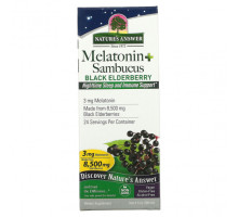 Фрукты и ягоды Nature's Answer, Melatonin Sambucus, ночной сон и поддержка иммунной системы, 120 мл (4 жидк. Унции)