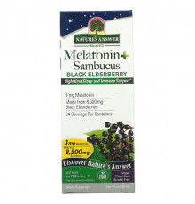 Фрукты и ягоды Nature's Answer, Melatonin Sambucus, ночной сон и поддержка иммунной системы, 120 мл (4 жидк. Унции)