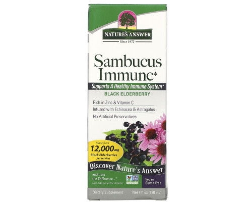 Nature's Answer, Sambucus Immune, черная бузина для иммунитета, 5000 мг, 4 жидких унции (120 мл) Nature's Answer, Sambucus Immune, черная бузина для иммунитета, 5000 мг, 4 жидких унции (120 мл)