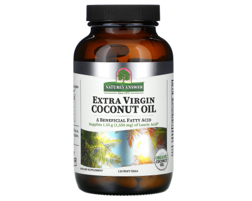 Nature's Answer, Кокосовое масло первого отжима, 120 гелевых капсул Nature's Answer, Кокосовое масло первого отжима, 120 гелевых капсул