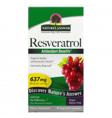 Nature's Answer, Resveratrol, 637 мг, 60 вегетарианских капсул