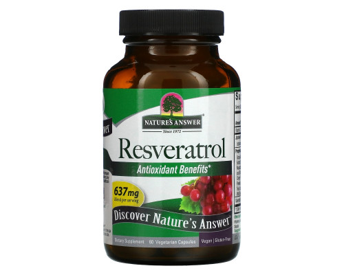 Nature's Answer, Resveratrol, 637 мг, 60 вегетарианских капсул