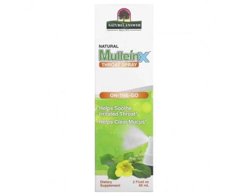 Растительные экстракты и настойки Natural MulleinX Throat Spray, 2 fl oz (60 ml) Растительные экстракты и настойки Natural MulleinX Throat Spray, 2 fl oz (60 ml)