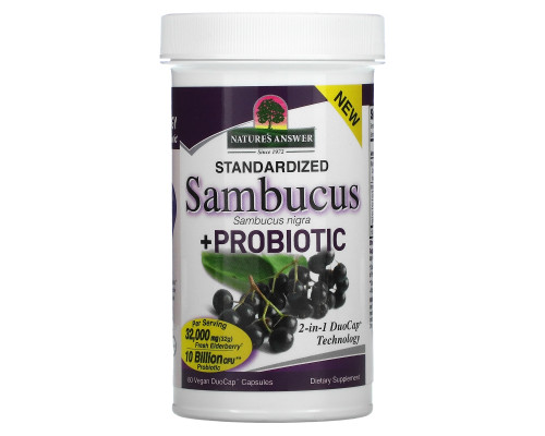 Nature's Answer, Sambucus + ProBiotic, 60 Vegan DuoCap Capsules Nature's Answer, Sambucus + ProBiotic, 60 Vegan DuoCap Capsules