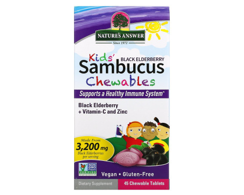Nature's Answer, Kid's Sambucus Chewables, Black Elderberry, 45 Chewable Tablets Nature's Answer, Kid's Sambucus Chewables, Black Elderberry, 45 Chewable Tablets